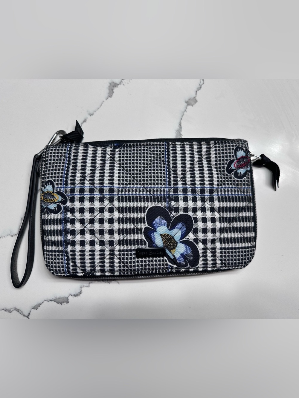 NWT Vera Bradley Bedford Plaid Wristlet Clutch - Black, White, and Blue